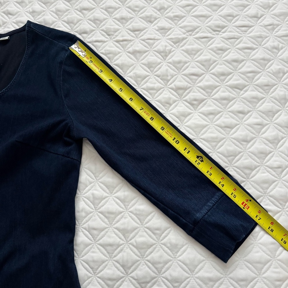 Liz Claiborne Dark Navy Blue Soft Stretch Denim 3/4 Sleeve Dress Size XS - Picture 10 of 14